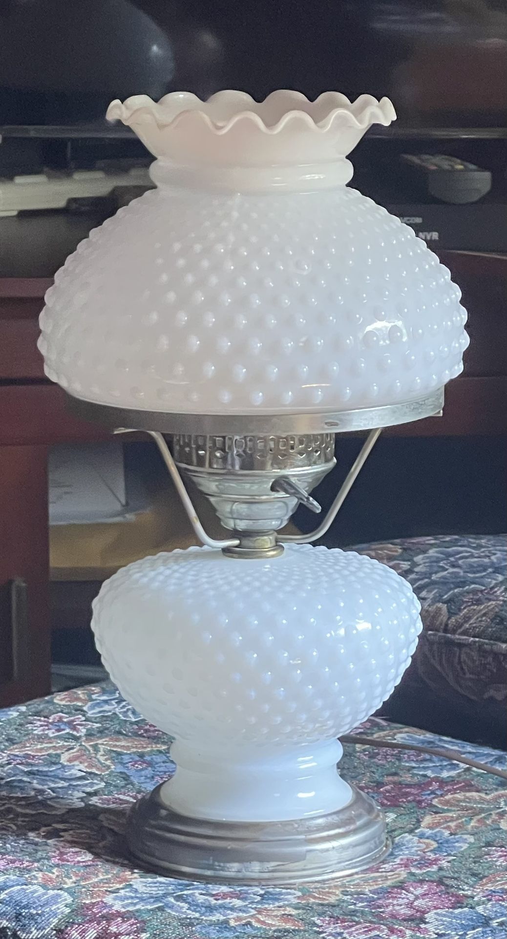 Antique Vintage Hobnail White Lantern Lamp
