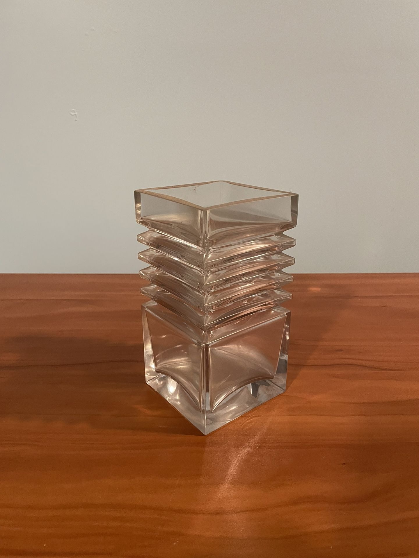 Vase Flower Clear Glass Square 