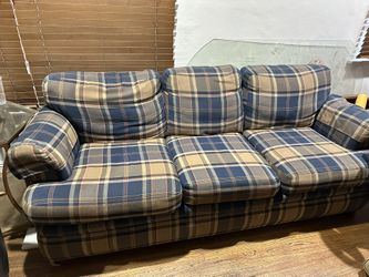 Couch Sofa 7ft Long x 3ft w Blue Brown