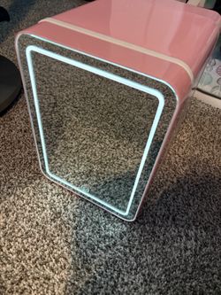 Pink Mini Makeup/Skincare Fridge w/ LED Mirror