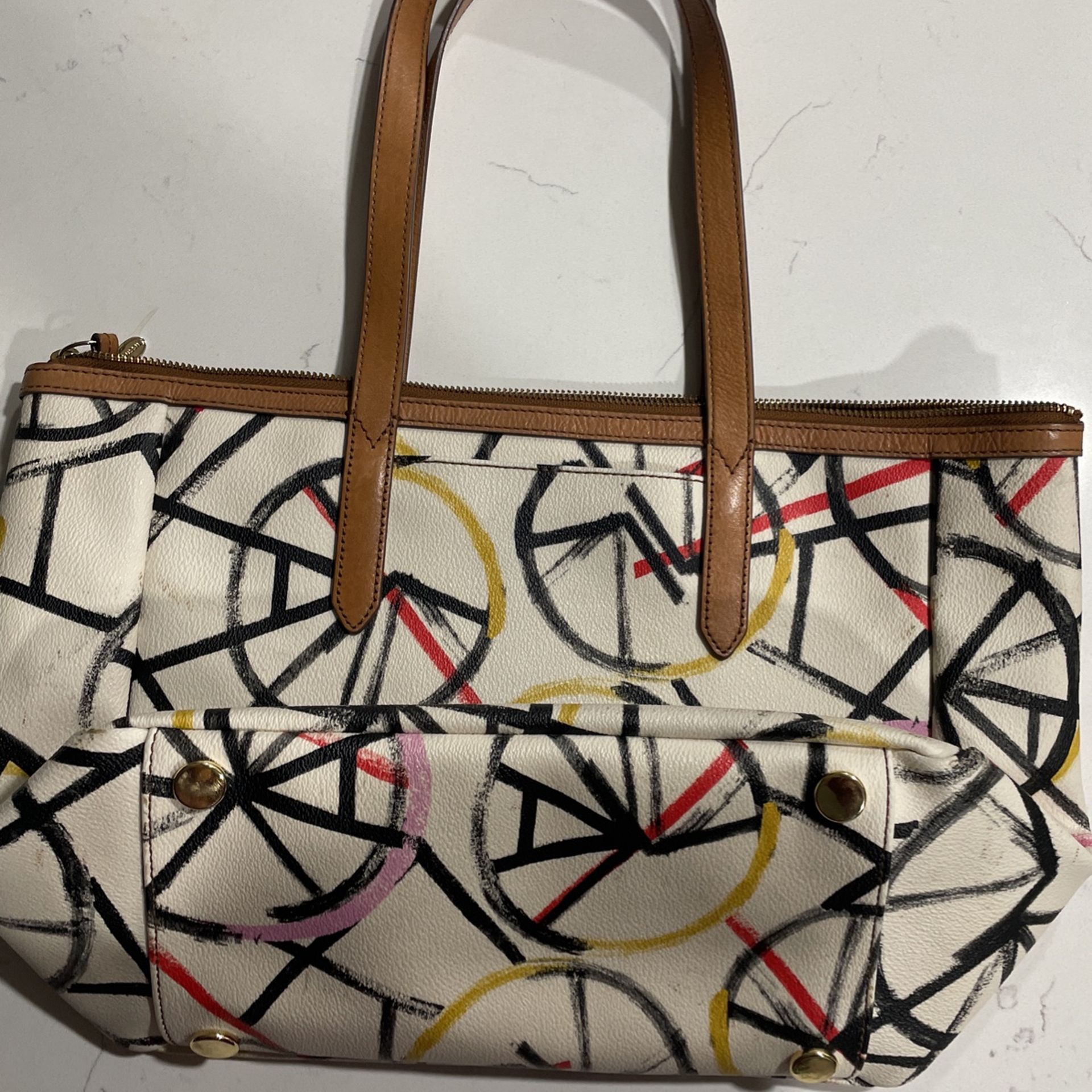 Fossil Sydney Tote Canvas Leather