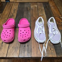 Teen shoe size 8 lot, lavender Vans, Crocs