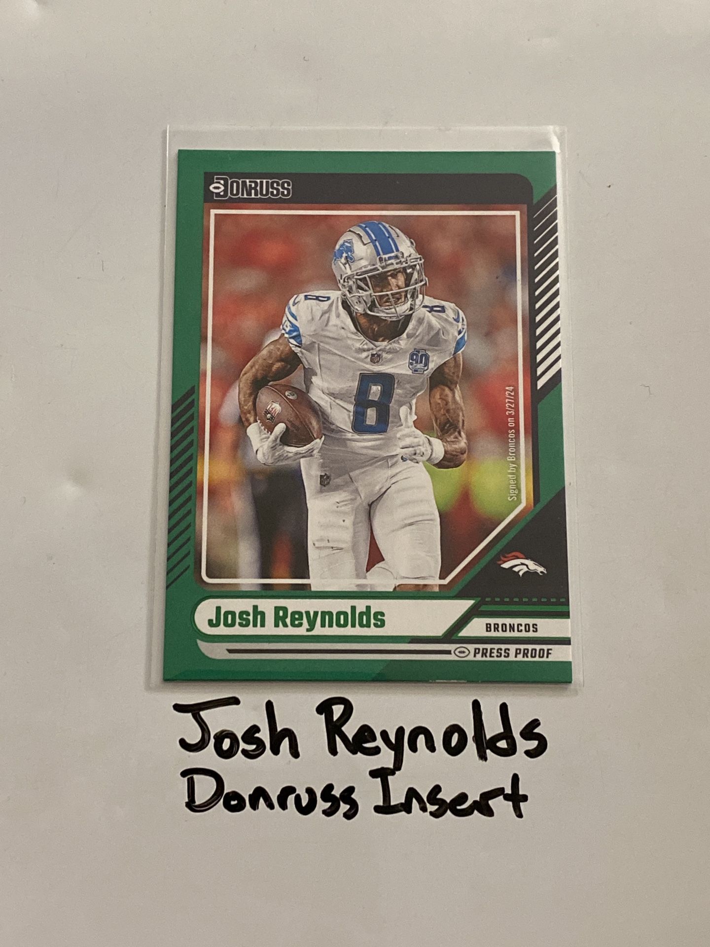 Josh Reynolds Denver Broncos WR Donruss Short Print Insert Card. 