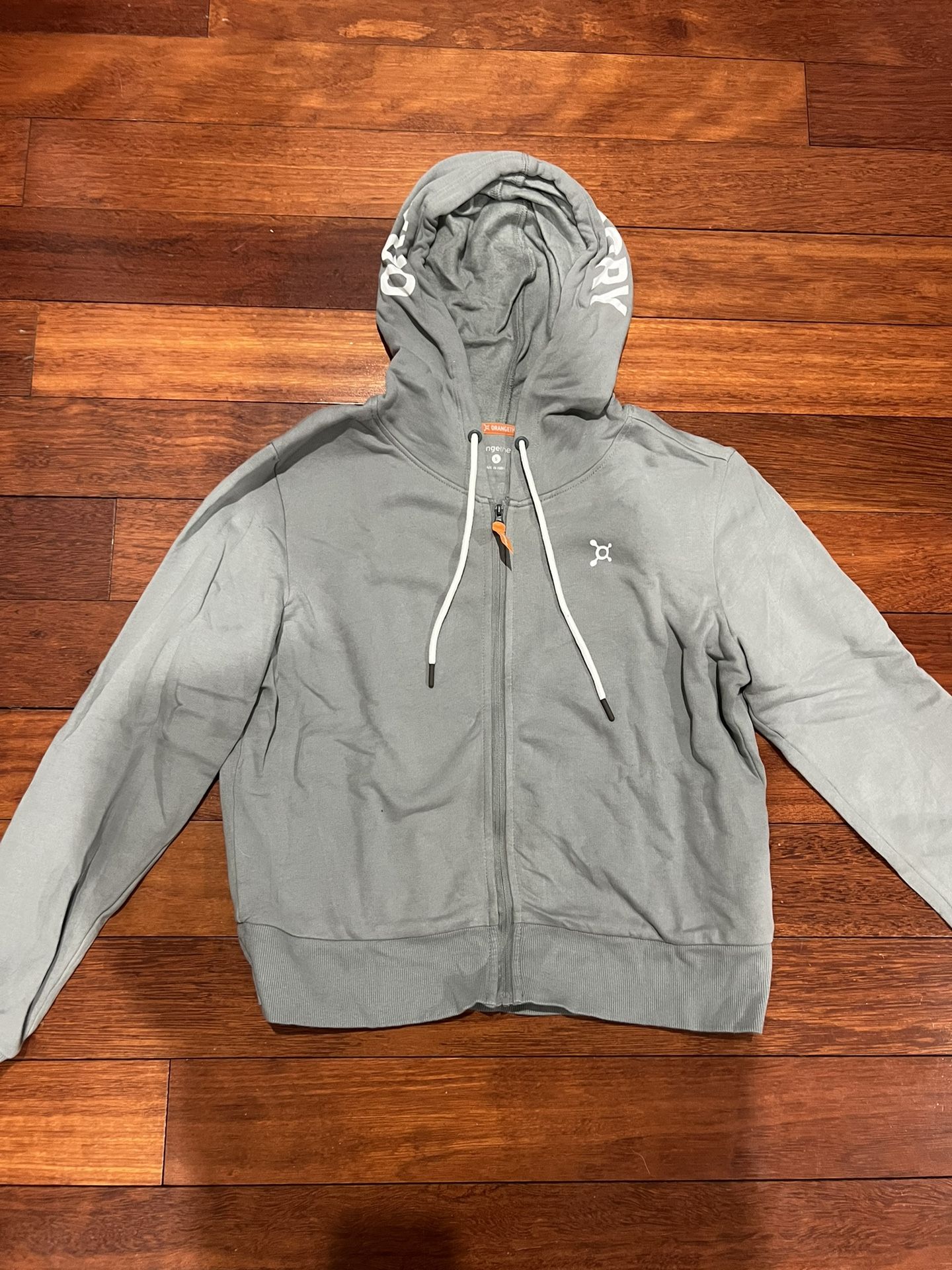 Orangetheory Fitness Grey Drawstring Zip Up Hoodie Sweater Sz. S