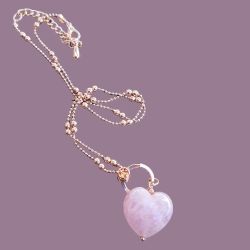 Rose Quartz Heart Pendant Necklace 