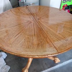 Vintage Parquet Oak Table, 48"Dia