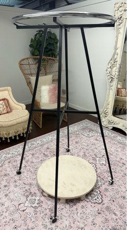 Three Commercial Round Rolling Garment Racks – Adjustable Height