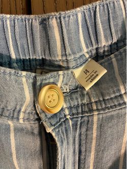 Chambray pants with white stripe