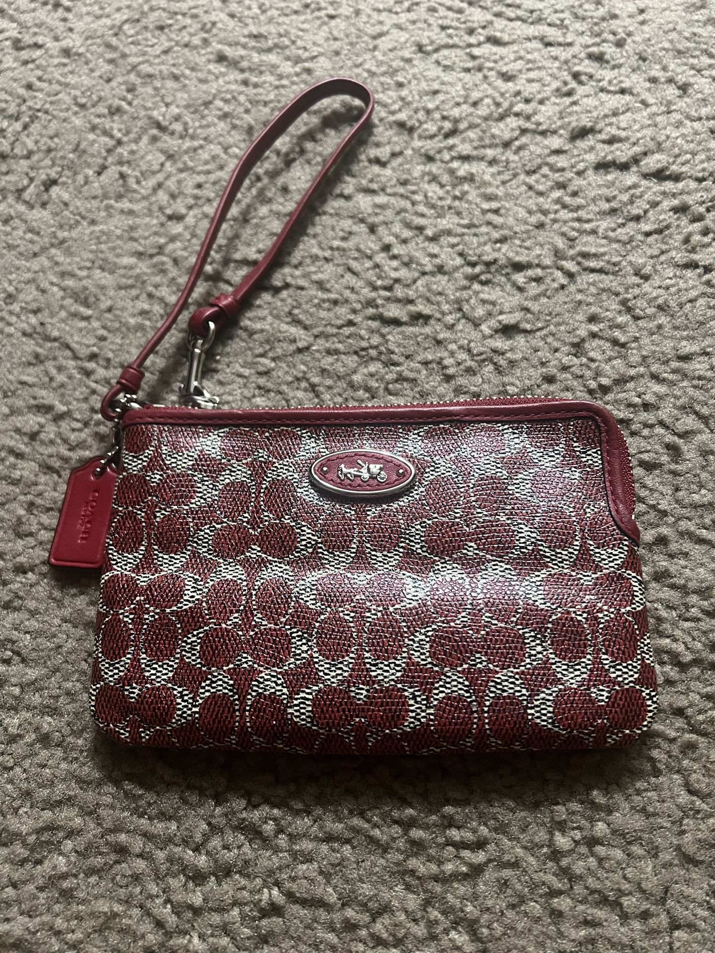 Coach Taxi Signature Red Coated Canvas Wristlet