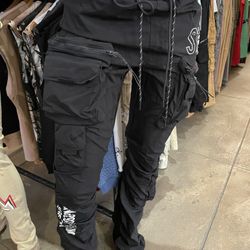 Men’s Black Cargo Jogger Pants Sizes Small To XXL 