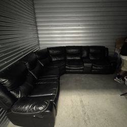 Black Leather Sectional 