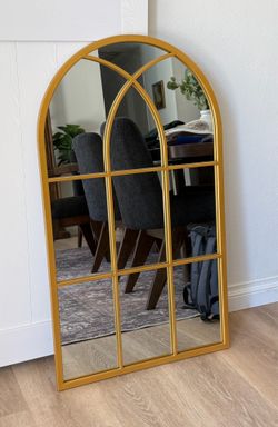 Gold Arch Mirror with Panes - 42 H x 24 W