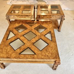 Gordons Burl Wood Coffee And 2 End Tables 