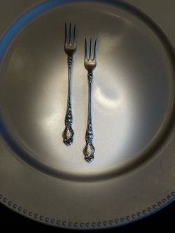 Pair of R. Wallace & Sons Sterling Silver Cocktail/Seafood Forks in the "Violet" Pattern (Introduced 1904)