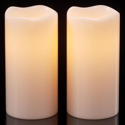Waterproof Flameless Pillar Candles, Battery Operated LED Flickering for Christmas Thanksgivings Birthday Party Decor
