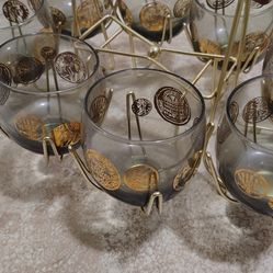 Vintage Whiskey Glass Set / Carrier