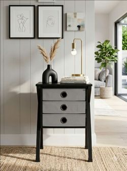 three gray drawers