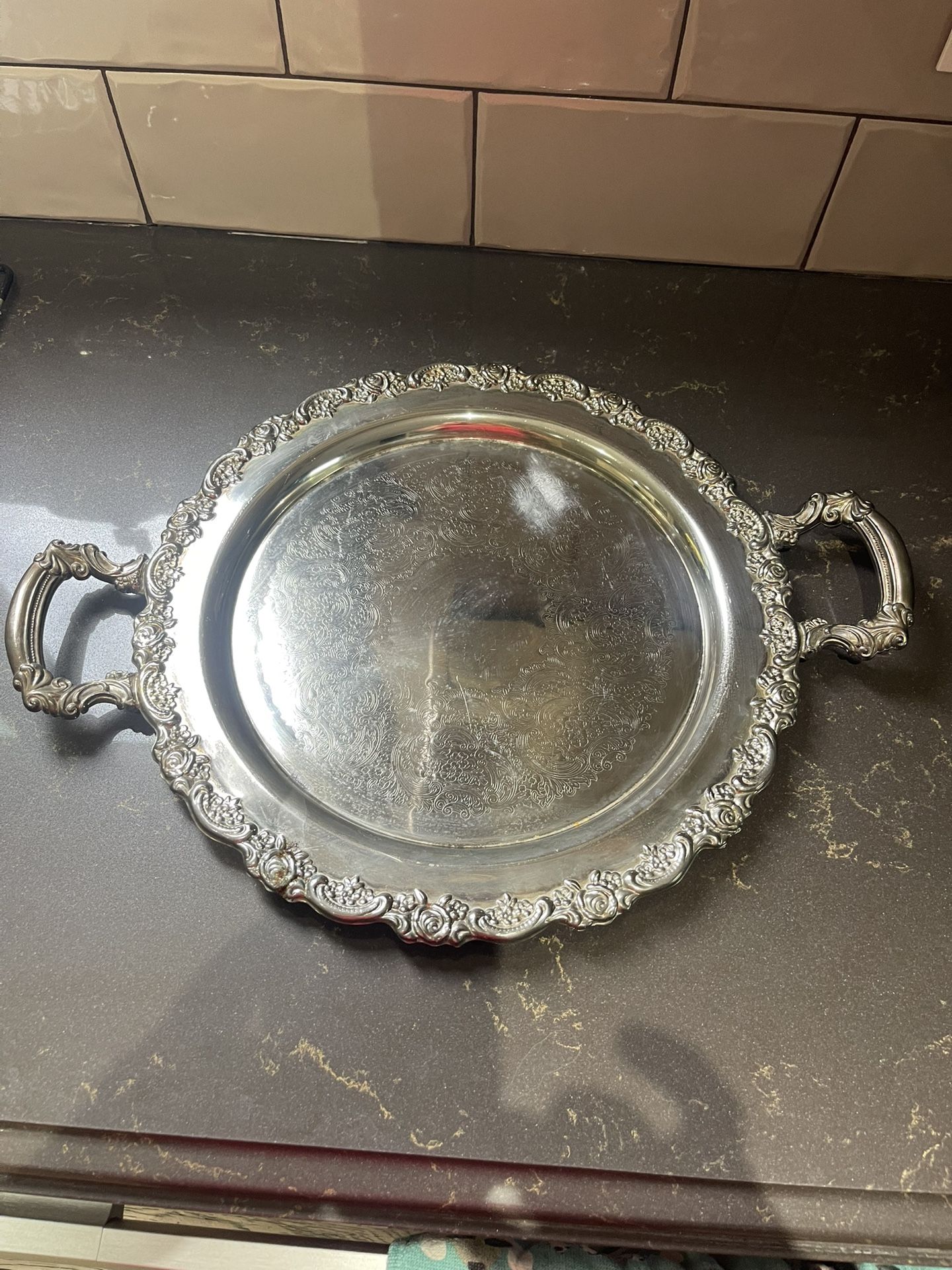 Large Antique Silver Plated Tea Set Tray Only