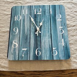 Blue Wood Grain Wall Clock