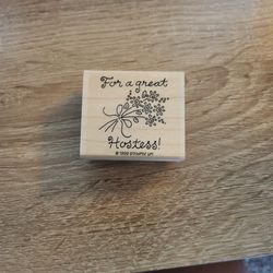For A Great Hostess Wooden Stamp
