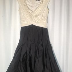 Tadashi Shoji Black and White Silk Cocktail Dress
