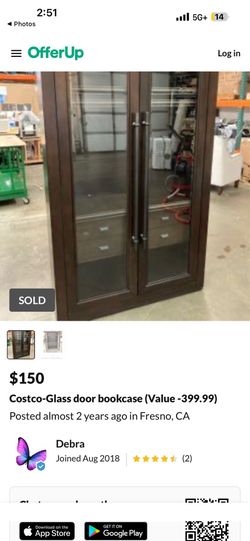 Costco-Glass door bookcase (Value -399.99)