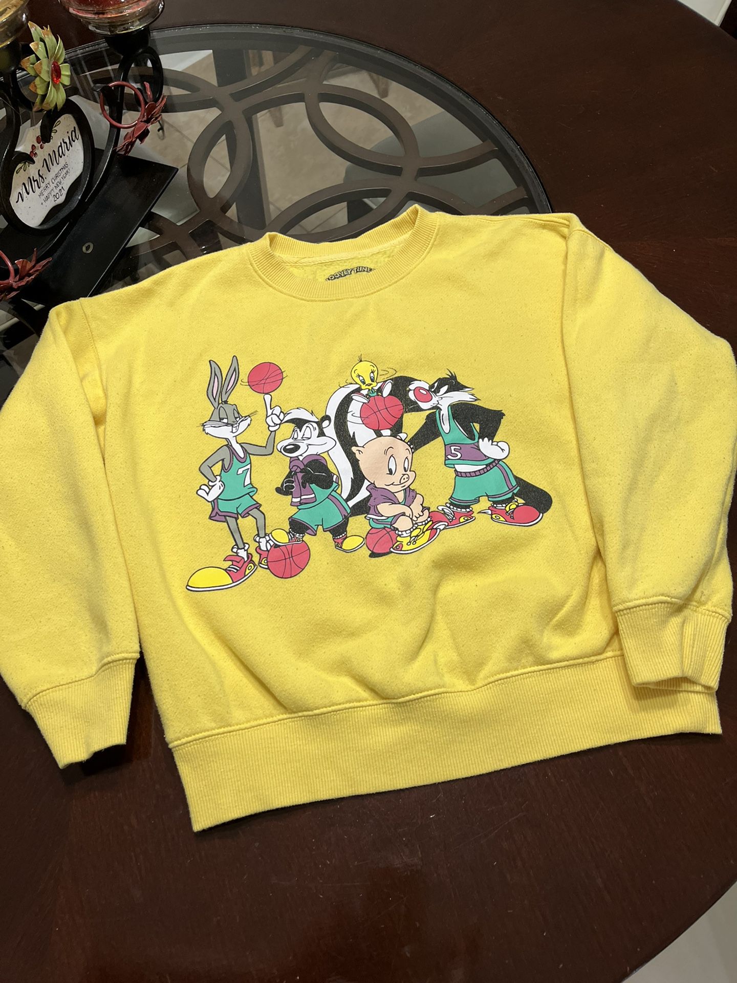Unisex Looney Tunes Sweatshirt.  Yellow sweatshirt 