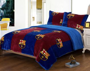 3 Piece Super Soft Plush Sherpa Blanket Queen size Club Barcelona