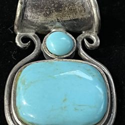 Beautiful Double Turquoise  On Sterling Pendant CSX 925
