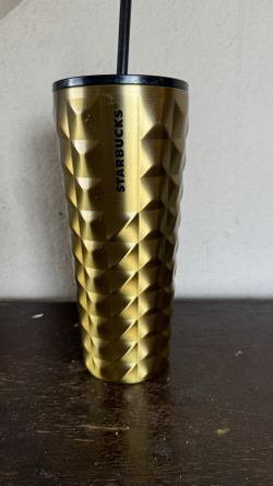 Starbucks 24oz Tumbler Cup Gold Stainless Steel Studded Black Lid Straw 2024