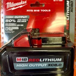 NEW Milwaukee 48-11-1880 M18 High Output XC 8.0Ah 18V Battery Pack