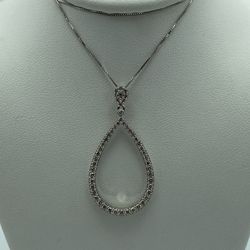 14kt White Gold Chain With .50ct TW Diamond Pendant 18” 