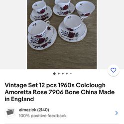 Vintage Set 38 PC 1960s Colclough Amoretta Rose 7906 Bone China Made in England