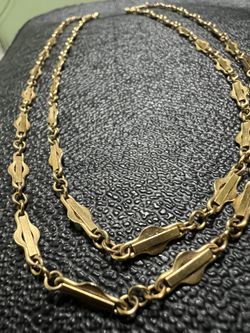 12k Gold Filed Victorian Vintage 26” Long Necklace Chain 