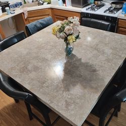 Marble Dining Table W/4 Chairs