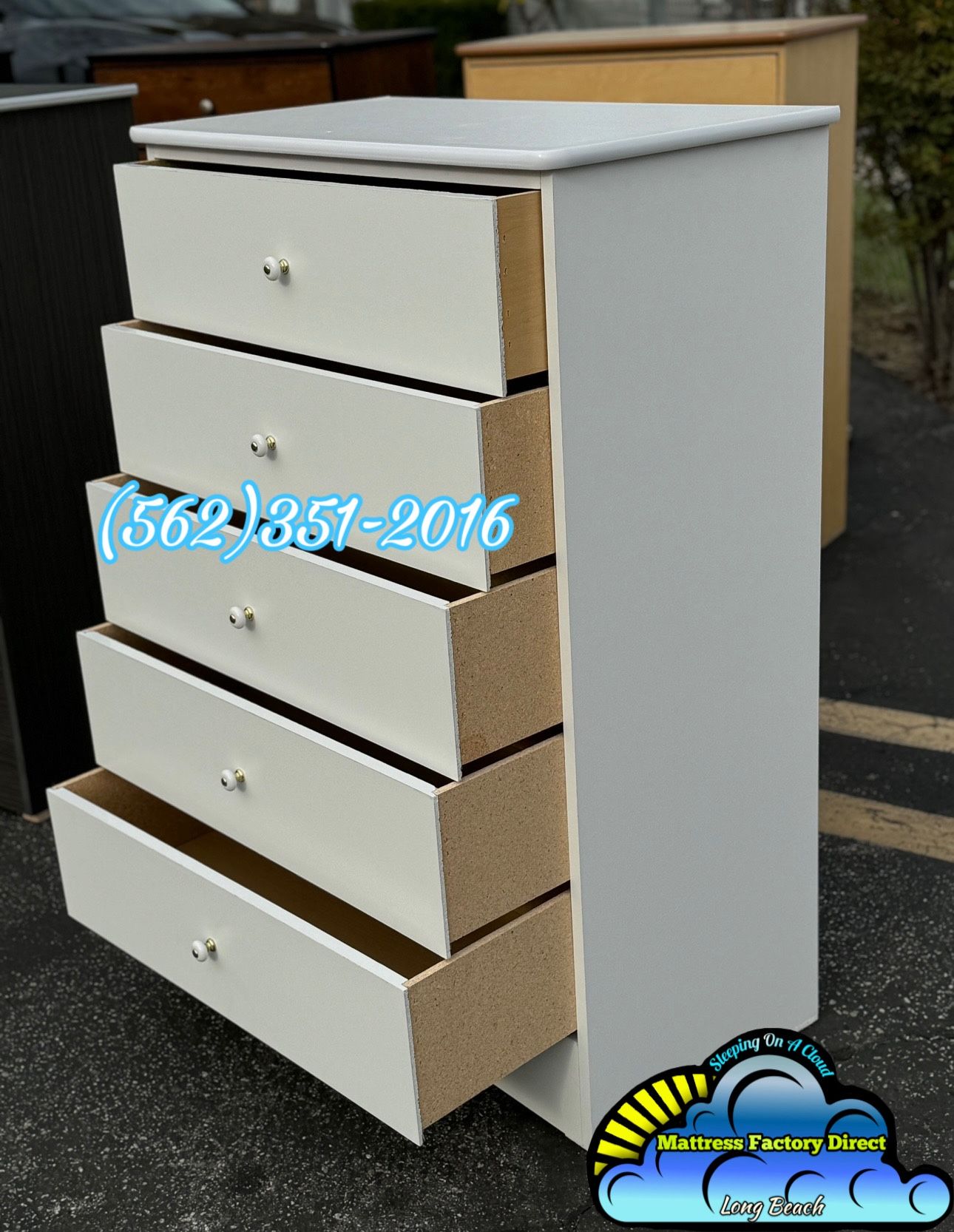 Five drawer Compressed White Cajonera Nueva Bonita Chest