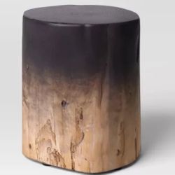 Irregular Ombre Wooden Stump Outdoor Patio Accent Table Natural