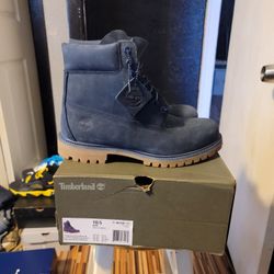 Timberland 6" Waterproof Navy Suede Good Cond Sz 10.5 $150