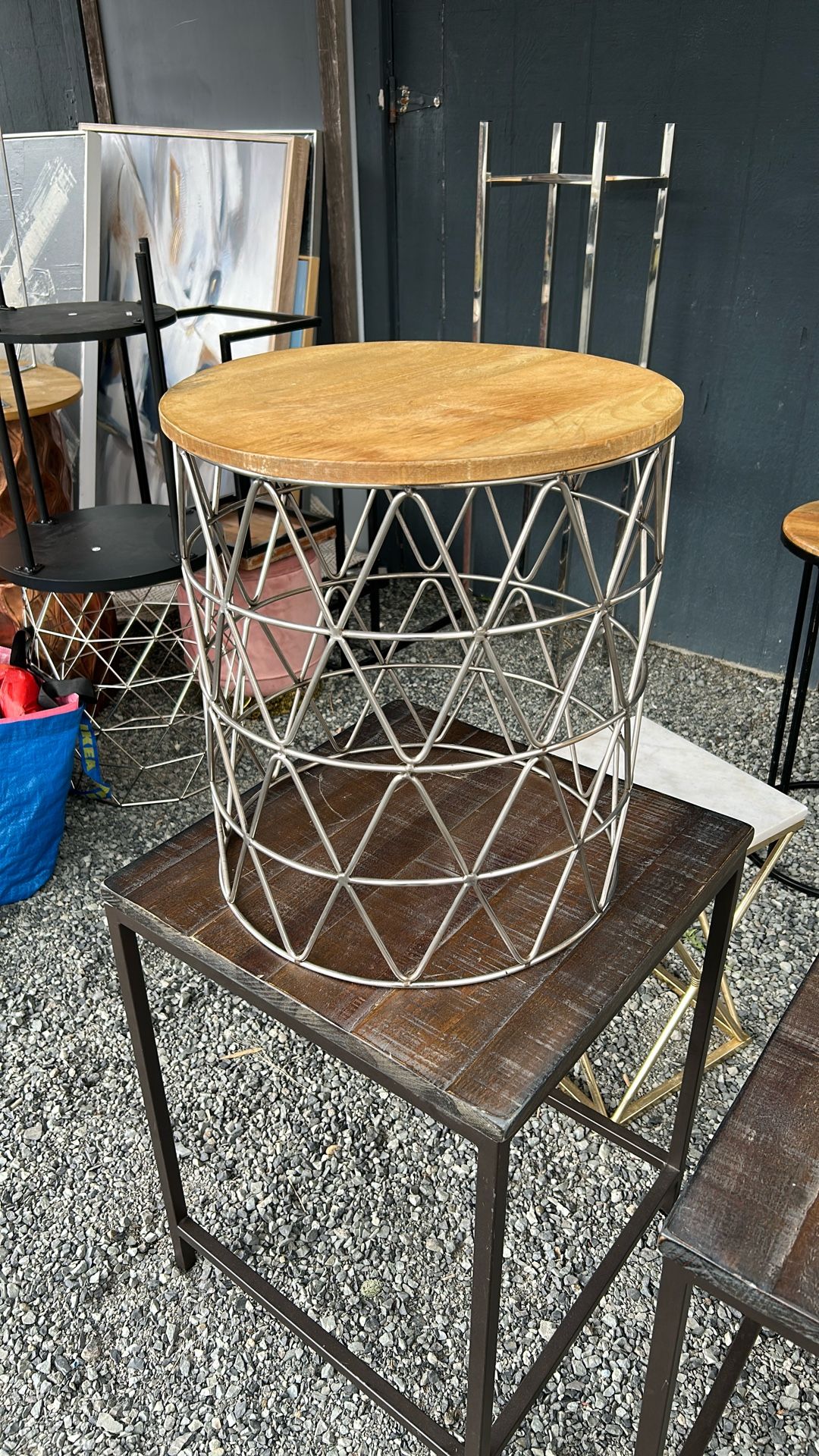 Metal And Wood Side Table