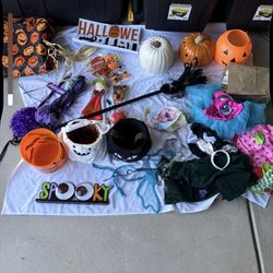 Halloween costumes, pumpkins decorations Candy Bowls