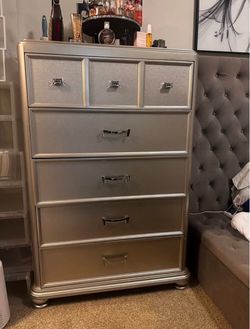 Champagne Gold Tall Chest of Drawers