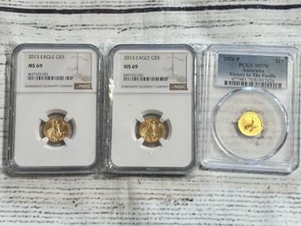 (3) 1/10th $5 Gold Eagle & Australia Victory Over Pacific