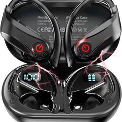 new Wireless Earbuds Bluetooth 5.3 Sport True Wireless Earbuds with Microphone, Over-Ear Stereo Bass Ear Buds with Earhooks,Ear Phone Wireless Earbuds