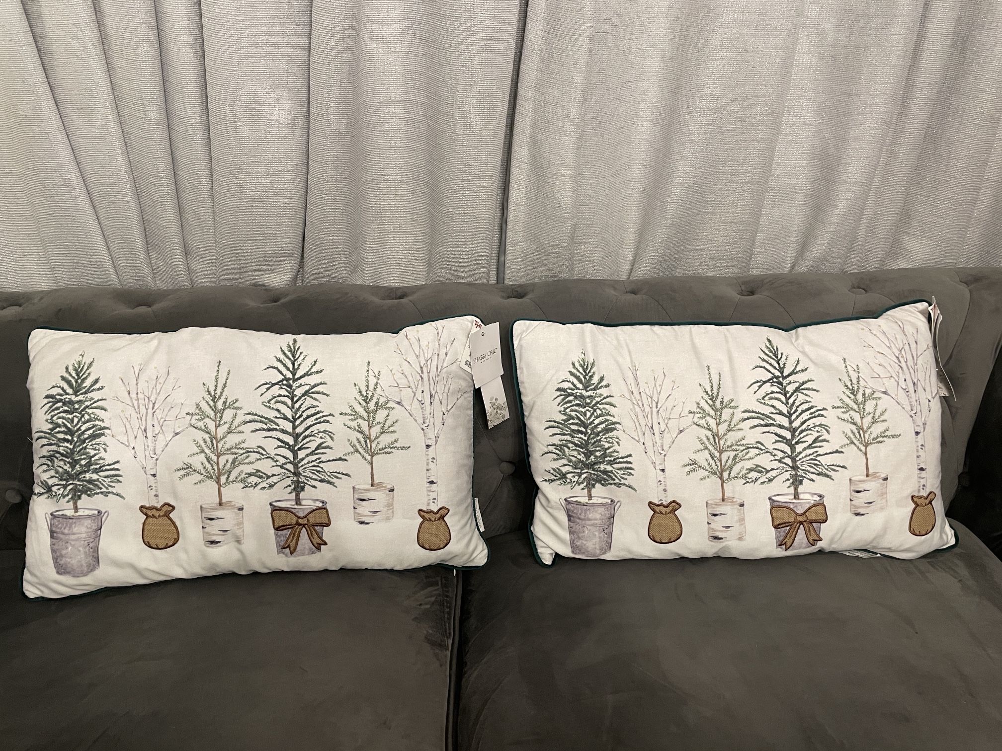 Set of 2 Decorative Lumbar Pillows – Winter Tree Design
