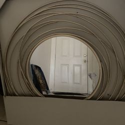 Gold Circle Weaved Mirror