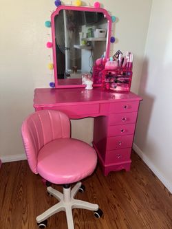 Girls Pink Vanity and Chair