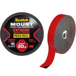 Scotch-Mount Double Sided Mounting Tape Heavy Duty, Black Extreme Mounting Tape, 1 Roll Adhesive Tape, 1 in x 400 in Wall Tape (33.3ft), Our St=N3-815