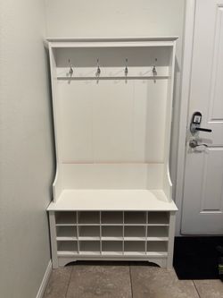 White Hall Tree with Shoe Storage