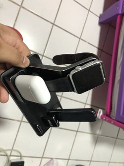 Apple watch, airpods, iphone stand. Holds all three