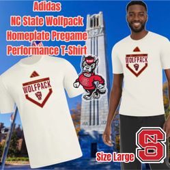 Adidas NC State Wolfpack Cream Gold Standard Homeplate Pregame Performance T-Shirt, Size Large 
